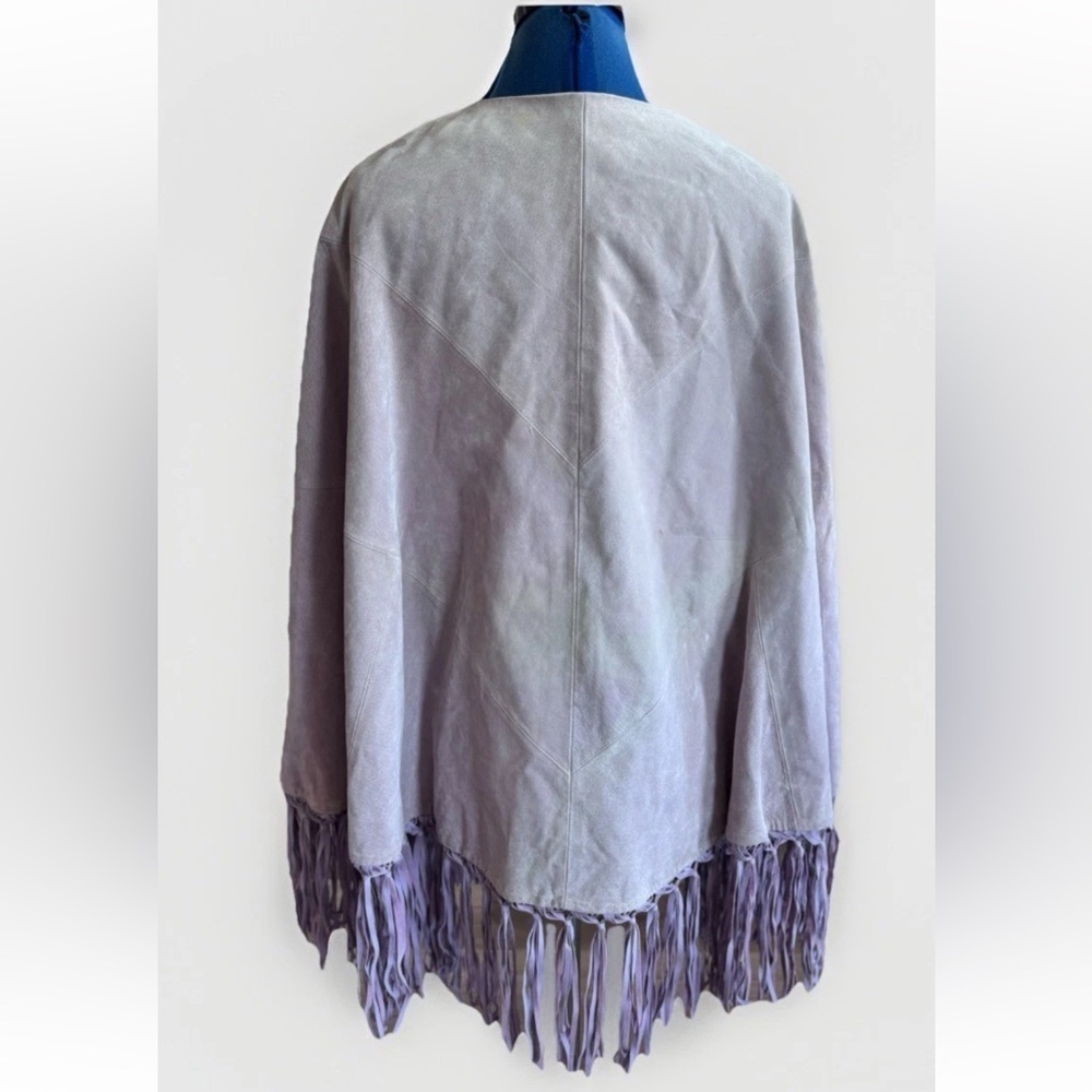 Vintage Terry Lewis Classic Luxuries Cape Fringe Poncho Leather Western *Flaws - Picture 4 of 12